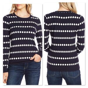 Vince Camuto Dot Jacquard Crewneck Sweater